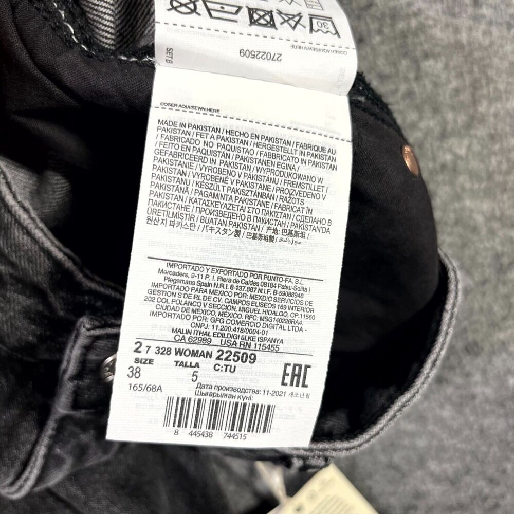 MNG Mango High Waist Tapered Fit Jeans Black Womens Size USA 6 EUR 38 (30x30) - Picture 10 of 15